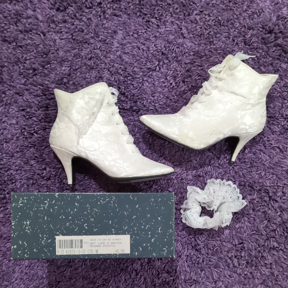 Vintage Kinney Flings White Lace & Garter Granny Krystal Madonna Style